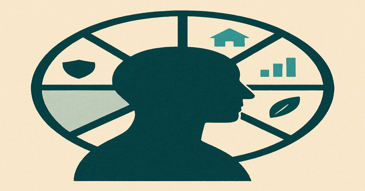 Wealth wheel assessment diagram showing coordinated financial advisory structure for business owners